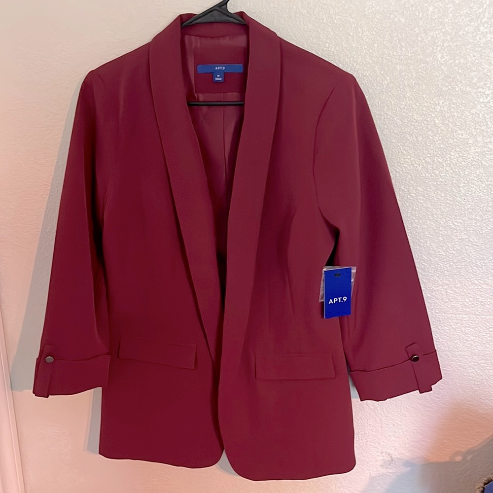 Apt.9 3/4 sleeve blazer burgundy coat medium